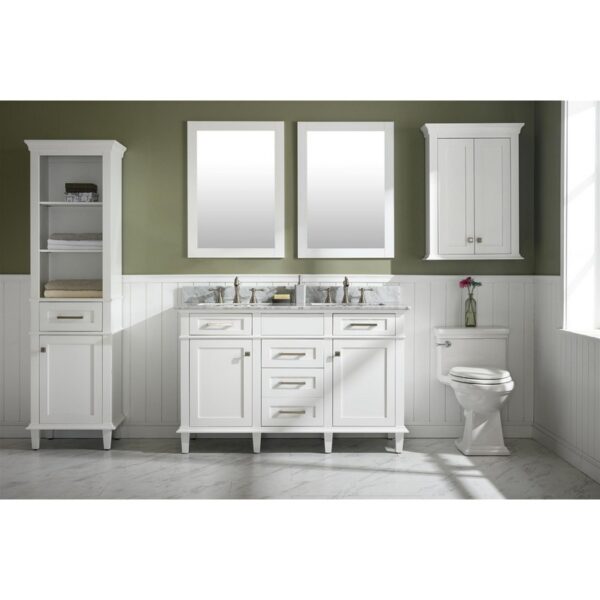 Legion Furniture WLF2254-W 54 Inch White Finish Double Sink Vanity Cabinet with Carrara White Top