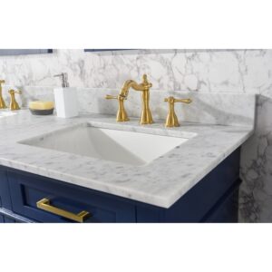 Legion Furniture WLF2260D-B 60 Inch Blue Finish Double Sink Vanity Cabinet with Carrara White Top