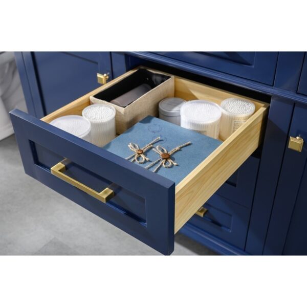 Legion Furniture WLF2260D-B 60 Inch Blue Finish Double Sink Vanity Cabinet with Carrara White Top