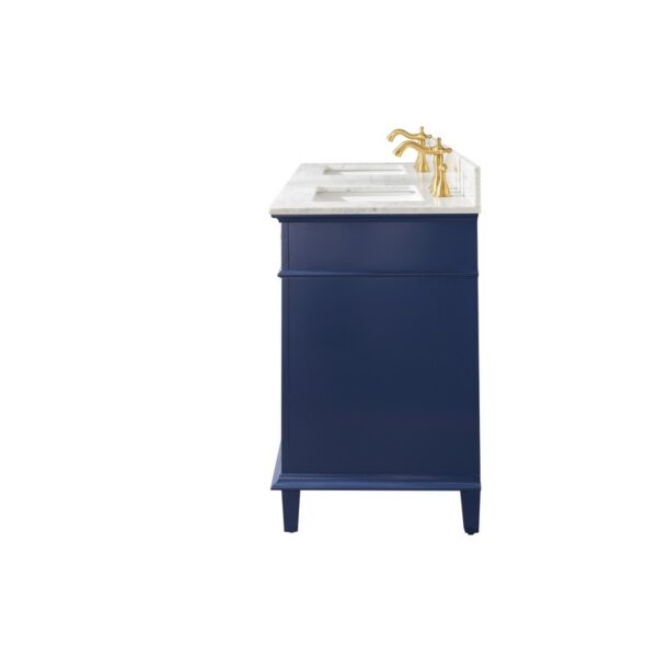 Legion Furniture WLF2260D-B 60 Inch Blue Finish Double Sink Vanity Cabinet with Carrara White Top