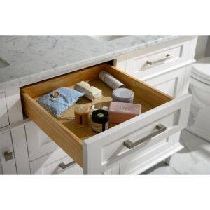 Legion Furniture WLF2260D-W 60 Inch White Finish Double Sink Vanity Cabinet with Carrara White Top