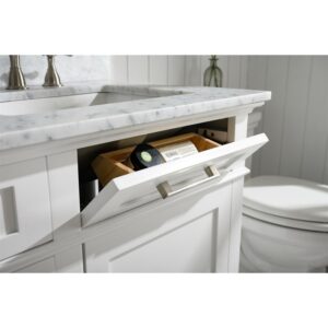 Legion Furniture WLF2260D-W 60 Inch White Finish Double Sink Vanity Cabinet with Carrara White Top