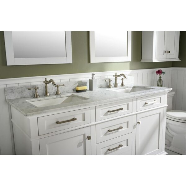 Legion Furniture WLF2260D-W 60 Inch White Finish Double Sink Vanity Cabinet with Carrara White Top