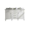 Legion Furniture WLF2260D-W 60 Inch White Finish Double Sink Vanity Cabinet with Carrara White Top