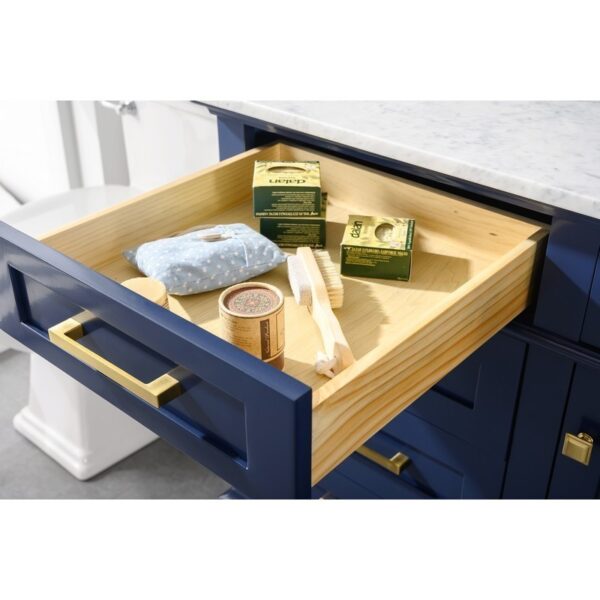 Legion Furniture WLF2260S-B 60 Inch Blue Finish Single Sink Vanity Cabinet with Carrara White Top