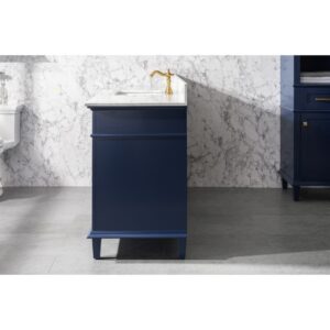 Legion Furniture WLF2260S-B 60 Inch Blue Finish Single Sink Vanity Cabinet with Carrara White Top