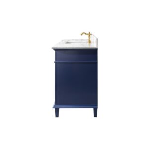 Legion Furniture WLF2260S-B 60 Inch Blue Finish Single Sink Vanity Cabinet with Carrara White Top