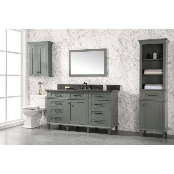 Legion Furniture WLF2260S-PG 60 Inch Pewter Green Finish Single Sink Vanity Cabinet with Blue Lime Stone Top