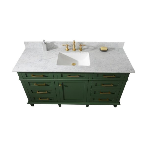 Legion Furniture WLF2260S-VG 60 Inch Vogue Green Finish Single Sink Vanity Cabinet with Carrara White Top