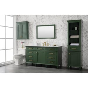 Legion Furniture WLF2260S-VG 60 Inch Vogue Green Finish Single Sink Vanity Cabinet with Carrara White Top