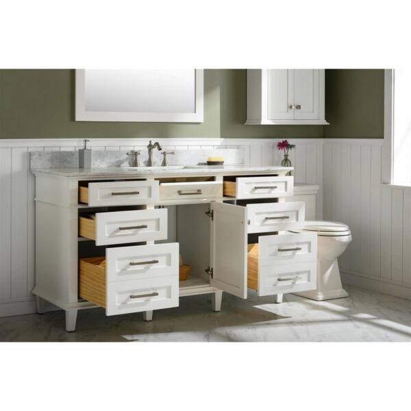 Legion Furniture WLF2260S-W 60 Inch White Finish Single Sink Vanity Cabinet with Carrara White Top