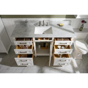 Legion Furniture WLF2260S-W 60 Inch White Finish Single Sink Vanity Cabinet with Carrara White Top