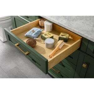 Legion Furniture WLF2272-VG 72 Inch Vogue Green Double Single Sink Vanity Cabinet with Carrara White Top