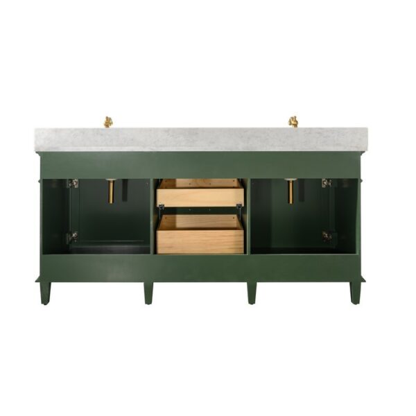 Legion Furniture WLF2272-VG 72 Inch Vogue Green Double Single Sink Vanity Cabinet with Carrara White Top