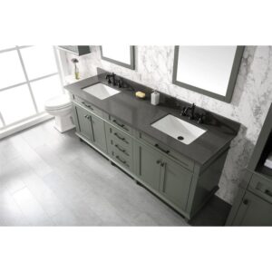 Legion Furniture WLF2280-PG 80 Inch Pewter Green Double Single Sink Vanity Cabinet with Blue Lime Stone Quartz Top