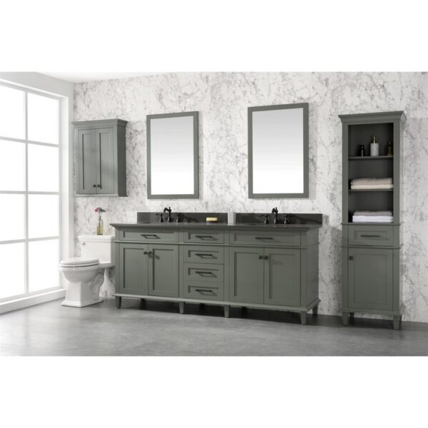 Legion Furniture WLF2280-PG 80 Inch Pewter Green Double Single Sink Vanity Cabinet with Blue Lime Stone Quartz Top