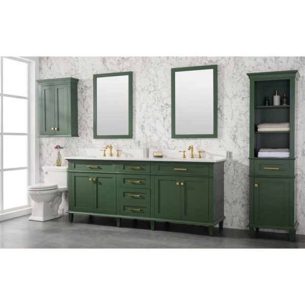 Legion Furniture WLF2280-VG 80 Inch Vogue Green Double Single Sink Vanity Cabinet with Carrara White Quartz Top