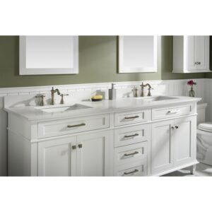 Legion Furniture WLF2280-W 80 Inch White Double Single Sink Vanity Cabinet with Carrara White Quartz Top