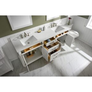 Legion Furniture WLF2280-W 80 Inch White Double Single Sink Vanity Cabinet with Carrara White Quartz Top