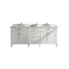 Legion Furniture WLF2280-W 80 Inch White Double Single Sink Vanity Cabinet with Carrara White Quartz Top