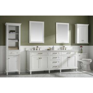 Legion Furniture WLF2280-W 80 Inch White Double Single Sink Vanity Cabinet with Carrara White Quartz Top