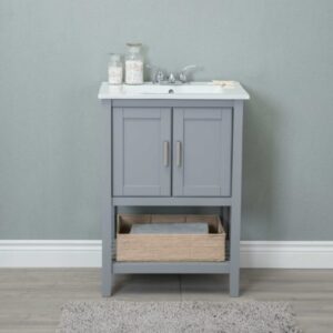 Legion Furniture WLF6020-G-BS 24 Inch Gray Vanity with Basket