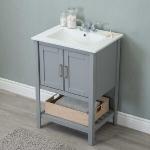 Legion Furniture WLF6020-G-BS 24 Inch Gray Vanity with Basket