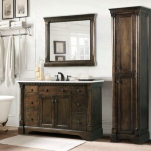 Legion Furniture WLF6036-48 49 Inch Antique Coffee Vanity with Carrara White Top and Matching Backsplash, No Faucet