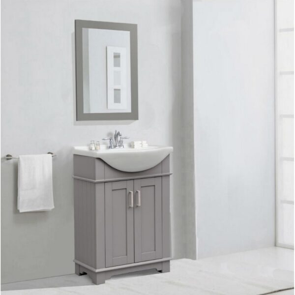 Legion Furniture WLF6042 24 Inch Freestanding Single Sink Bathroom Vanity with Porcelain Top