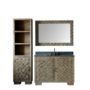 Legion Furniture WN7648 + WN7631-M 48 Inch Solid Elm Vanity in Brushed Natural with Faucet and 47.5 Inch Rectangle Mirror