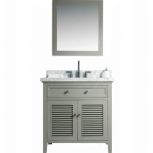 Legion Furniture WS2136-G 36 Inch Solid Wood Vanity in Gray with Mirror and Faucet