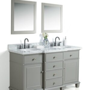 Legion Furniture WS2260-G 60 Inch Solid Wood Vanity in Gray with Mirror and Faucet