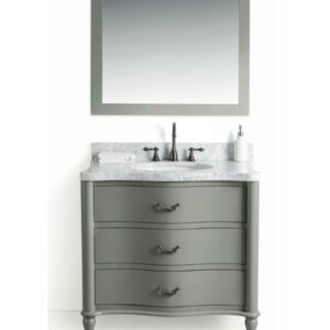 Legion Furniture WS2436-G 36 Inch Solid Wood Vanity in Gray with Mirror and Faucet