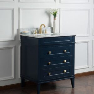 Legion Furniture WS3130-B 30 Inch Solid Wood Vanity in Blue, No Faucet