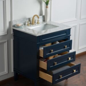 Legion Furniture WS3130-B 30 Inch Solid Wood Vanity in Blue, No Faucet