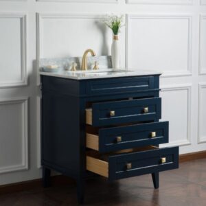 Legion Furniture WS3130-B 30 Inch Solid Wood Vanity in Blue, No Faucet