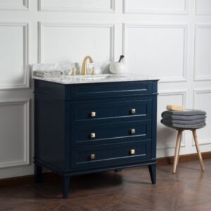 Legion Furniture WS3136-B 36 Inch Solid Wood Vanity in Blue, No Faucet