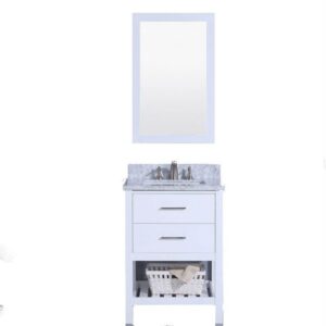 Legion Furniture WT7124-W 25 Inch Vanity Set with Mirror in White, No Faucet