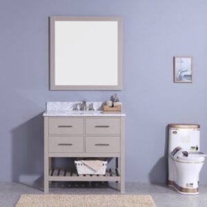 Legion Furniture WT7136-G 37 Inch Vanity Set with Mirror in Warm Gray, No Faucet