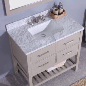 Legion Furniture WT7136-G 37 Inch Vanity Set with Mirror in Warm Gray, No Faucet