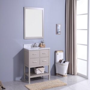 Legion Furniture WT7136-G 37 Inch Vanity Set with Mirror in Warm Gray, No Faucet