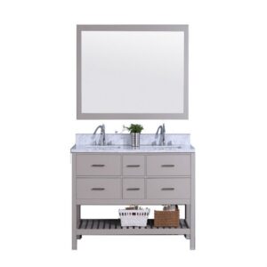 Legion Furniture WT7160-G 61 Inch Vanity Set with Mirror in Warm Gray, No Faucet