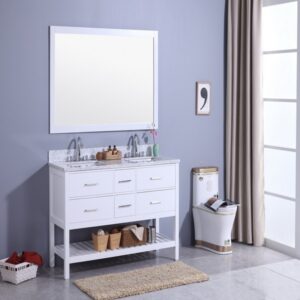 Legion Furniture WT7160-W 61 Inch Vanity Set with Mirror in White, No Faucet