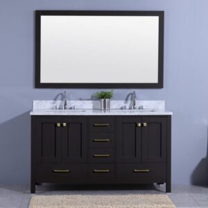 Legion Furniture WT7260-E 61 Inch Vanity Set with Mirror in Espresso, No Faucet