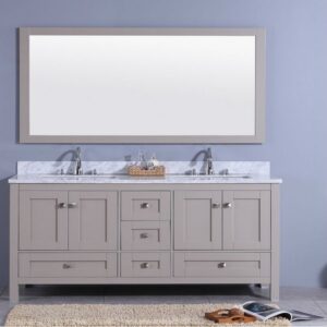 Legion Furniture WT7360-G 61 Inch Vanity Set with Mirror in Warm Gray, No Faucet