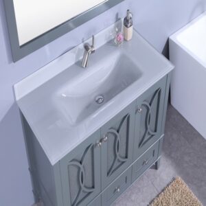 Legion Furniture WT7448-GG 48 Inch Vanity Set with Mirror in Gray, No Faucet