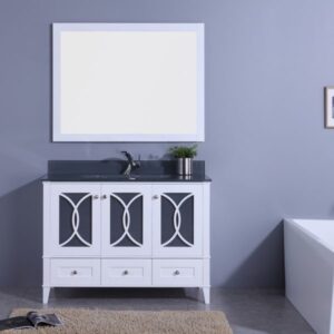 Legion Furniture WT7448-WT 48 Inch Vanity Set with Mirror in White, No Faucet