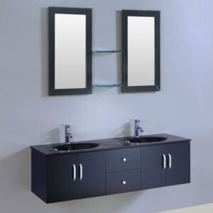 Legion Furniture WT9001D 60 Inch Vanity Set with Mirror in Espresso, No Faucet