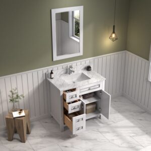 Legion Furniture WV2236 36 Inch Freestanding Single Sink Bathroom Vanity with Carrara White Marble Top