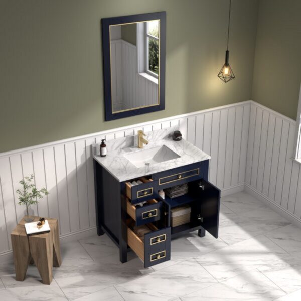 Legion Furniture WV2236 36 Inch Freestanding Single Sink Bathroom Vanity with Carrara White Marble Top